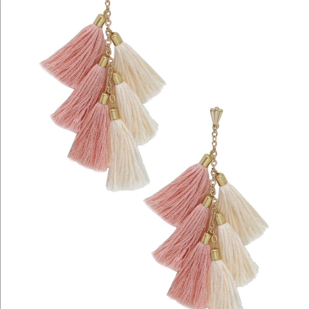 Ettika Daydreamer Tassel Earrings 18k gold & peach